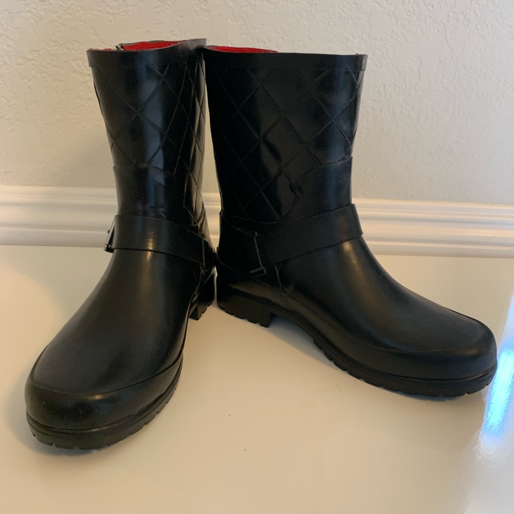 Sperry Top Sider Falcon Black Quilted Rubber boots